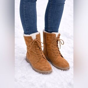 Women's Tan Lace-Up Boots